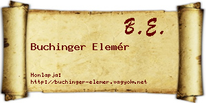 Buchinger Elemér névjegykártya